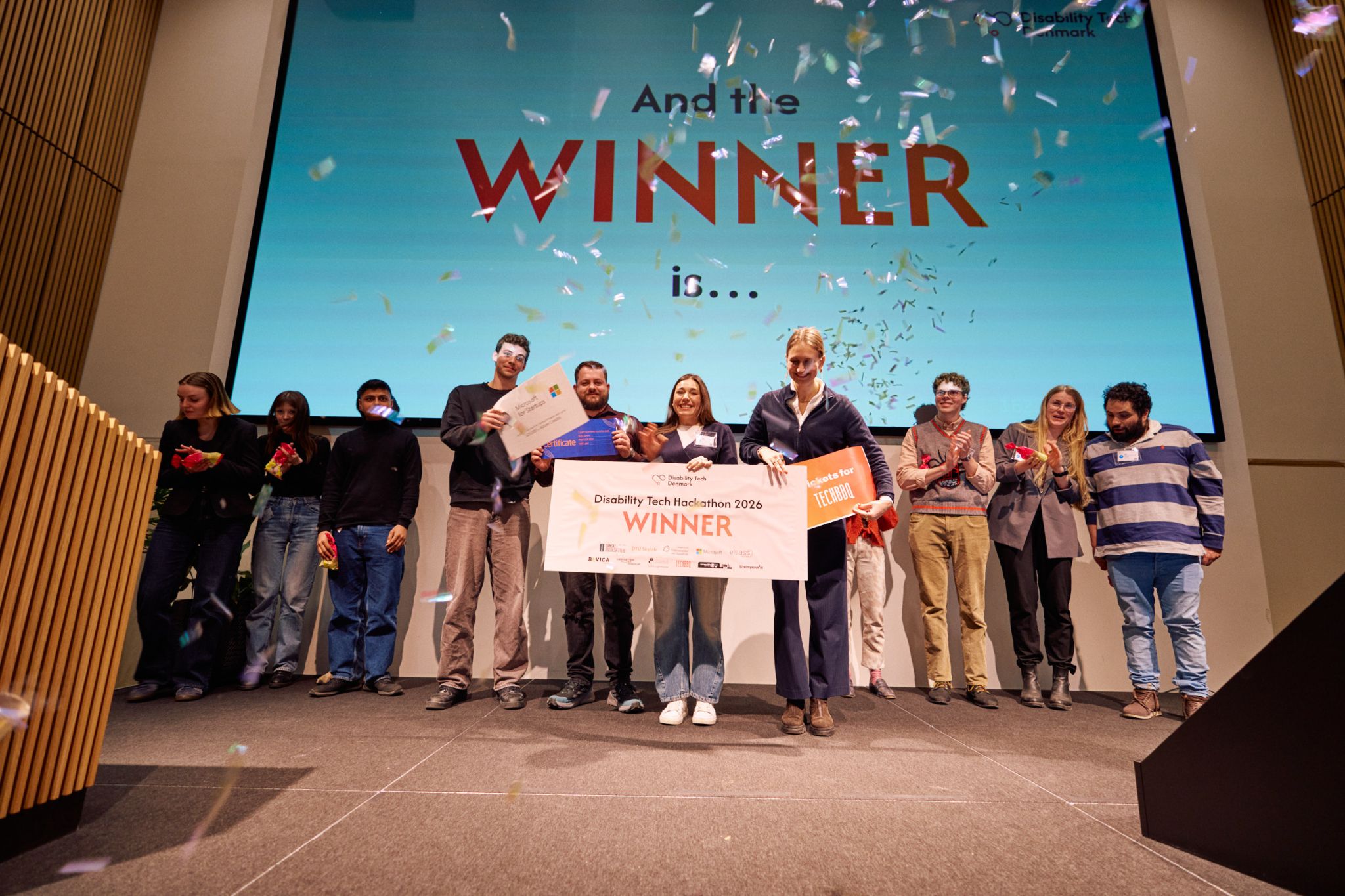 Our team winning the Disability Tech Hackathon 2025